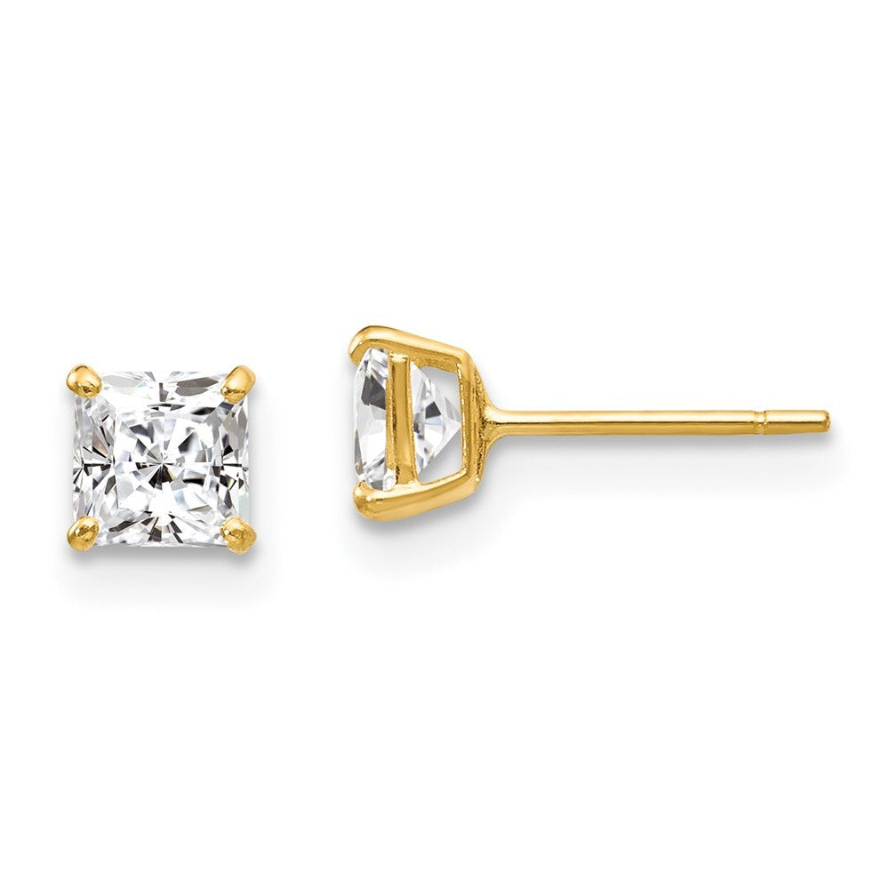 14k Yellow Gold CZ Stud Earrings