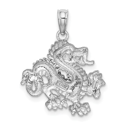 14k White Gold Small Dragon Charm Pendant for Women