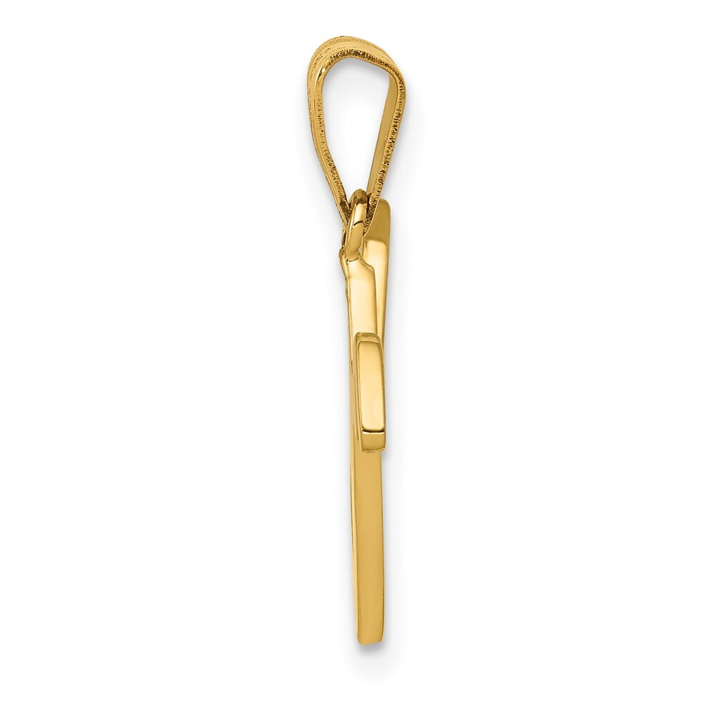 14k Yellow Gold Script Letter V Initial Pendant for Women