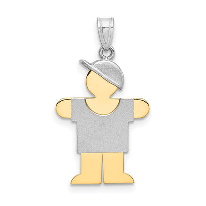 14k Two-tone Gold Small Boy  Hat on Right Engravable Charm Pendant