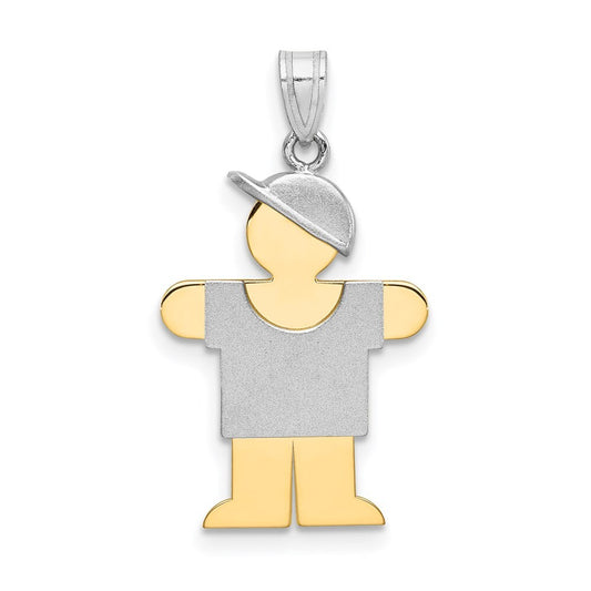 14k Two-tone Gold Small Boy  Hat on Right Engravable Charm Pendant