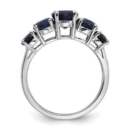 Sterling Silver Rhodium-plated Lab Created Sapphire Ring Size 7