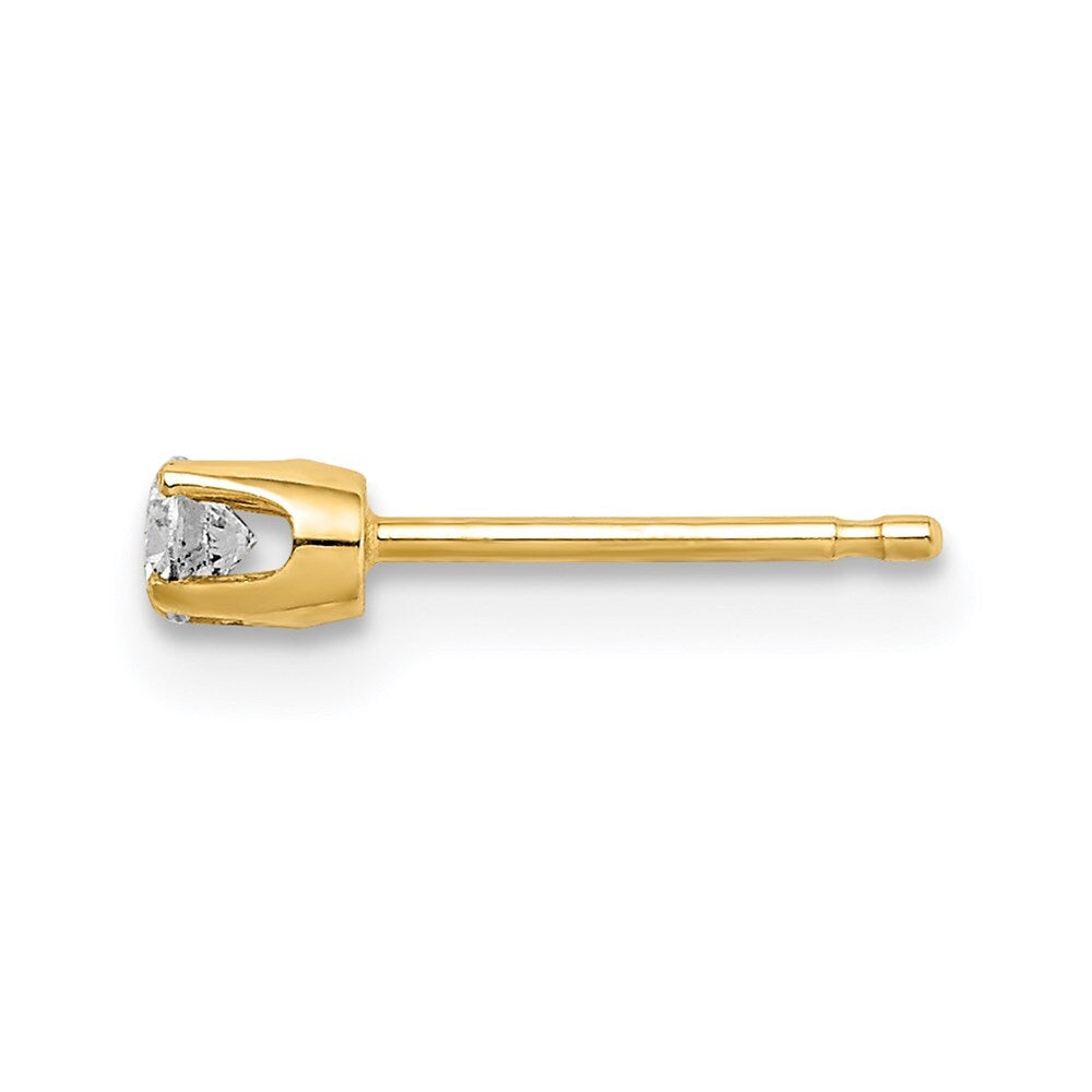 14k Yellow Gold Single Diamond Earring Gift for Women