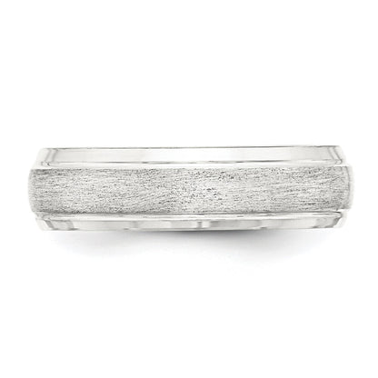 Sterling Silver 6mm Brushed Domed with Grooved Beveled Edge Fancy Band Size 12
