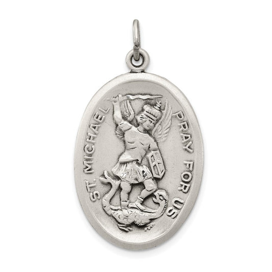 Sterling Silver Antiqued Reversible St. Michael Medal Pendant