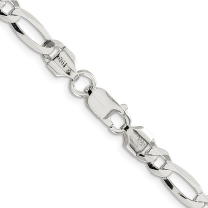Sterling Silver 5.5mm Lightweight Flat Figaro Chain Necklace