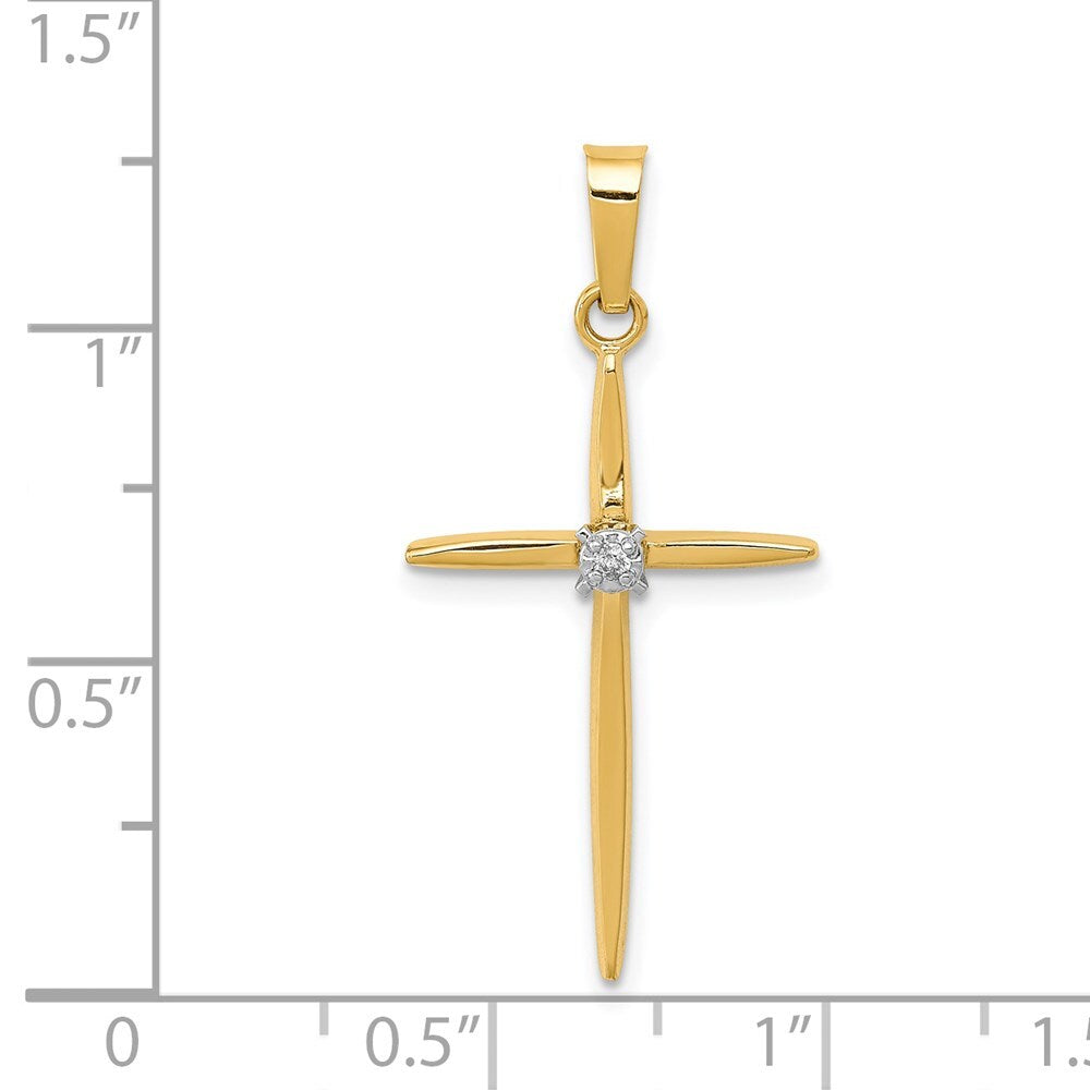 14k Yellow Gold Diamond Polished Passion Cross Pendant for Women