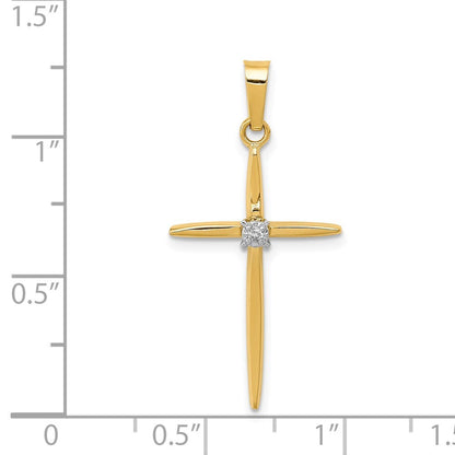 14k Yellow Gold Diamond Polished Passion Cross Pendant for Women