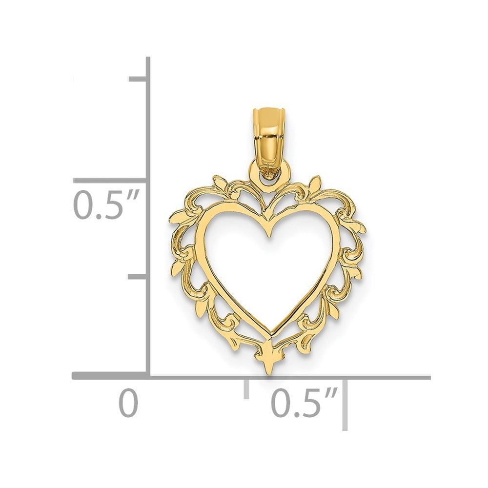 14k Yellow Gold Heart with Lace Border Charm