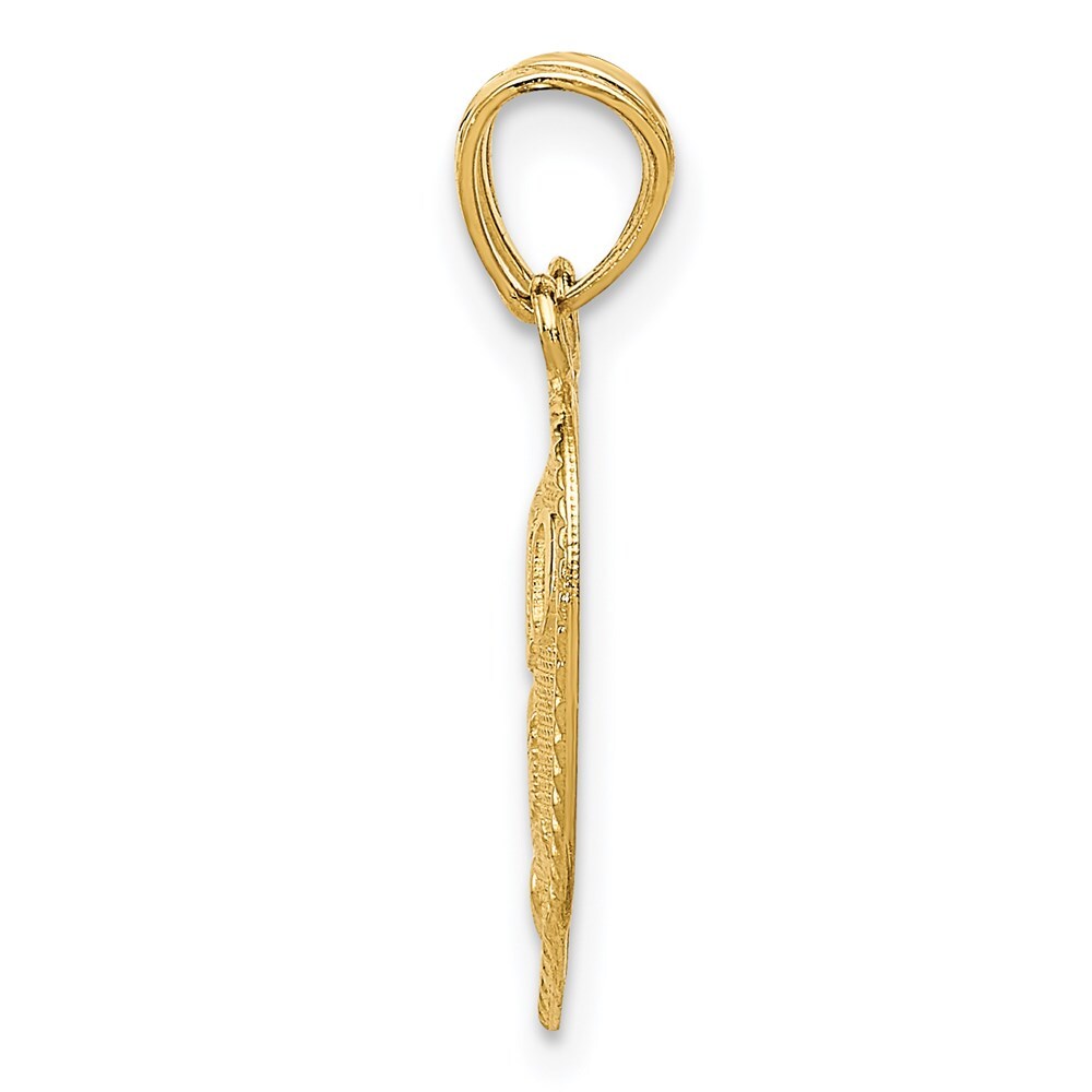 14k Yellow Gold Break Apart Diamond-cut TE AMO Heart Pendant for Women