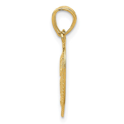 14k Yellow Gold Break Apart Diamond-cut TE AMO Heart Pendant for Women