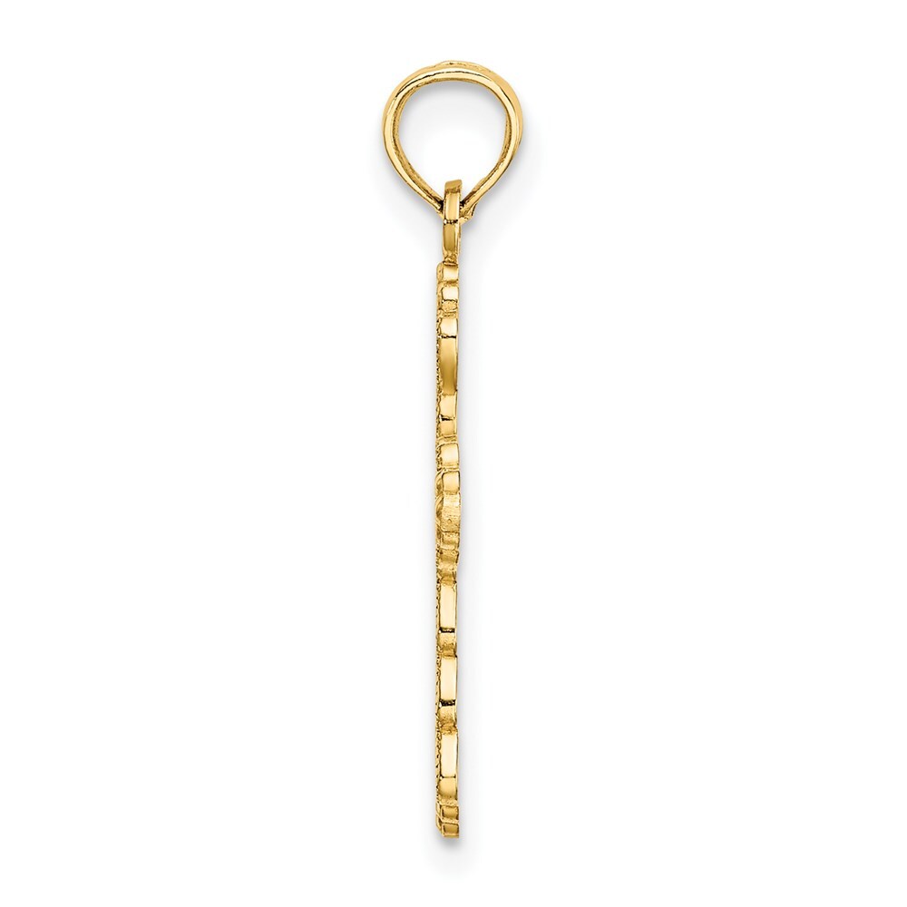 14k Yellow Gold Scalloped Cross Charm Pendant for Women