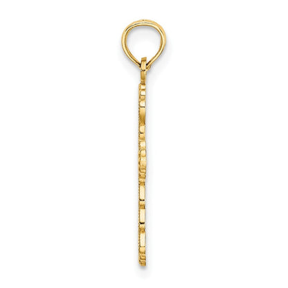 14k Yellow Gold Scalloped Cross Charm Pendant for Women