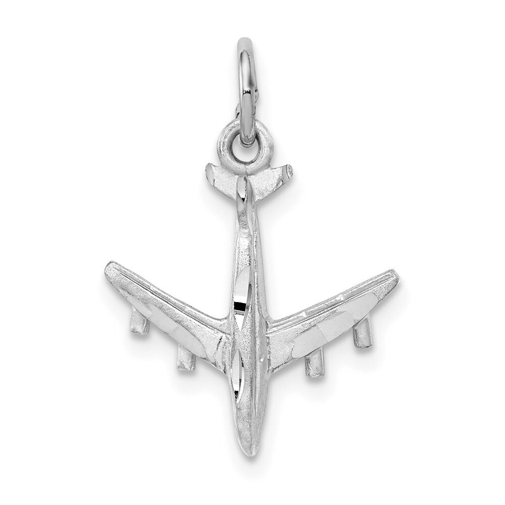 14k White Gold 3-D Airplane Charm Pendant for Women