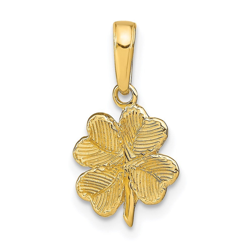 14k Yellow Gold Polished and Textured 4-Leaf Clover Pendant