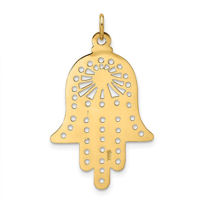14k Yellow Gold Polished Solid Filigree Hamsa Pendant