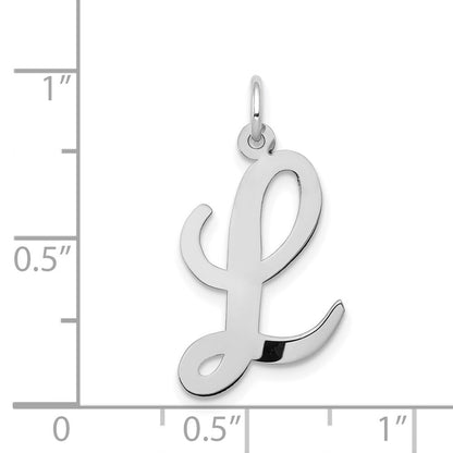 14k White Gold Large Script Letter L Initial Charm Pendant for Women