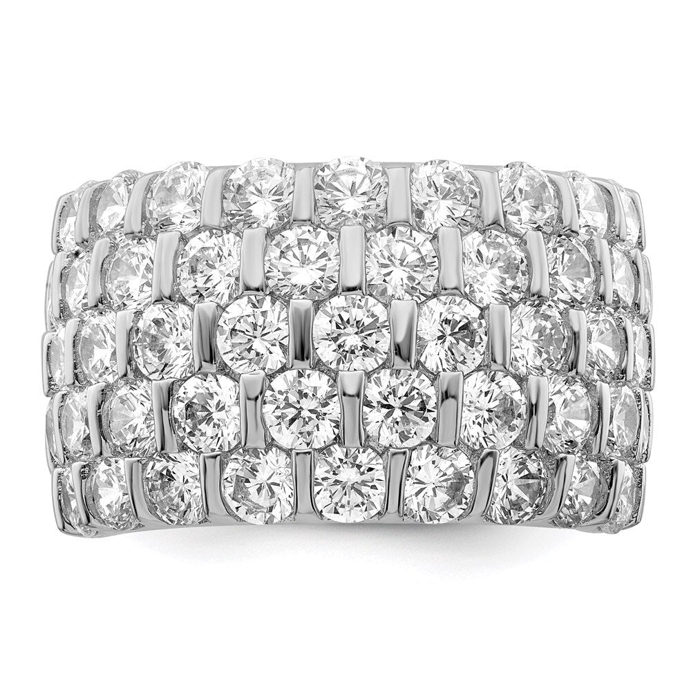 Sterling Silver Rhodium-plated Cubic Zirconia Wide Band Ring Size 7