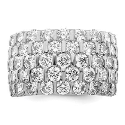 Sterling Silver Rhodium-plated Cubic Zirconia Wide Band Ring Size 7