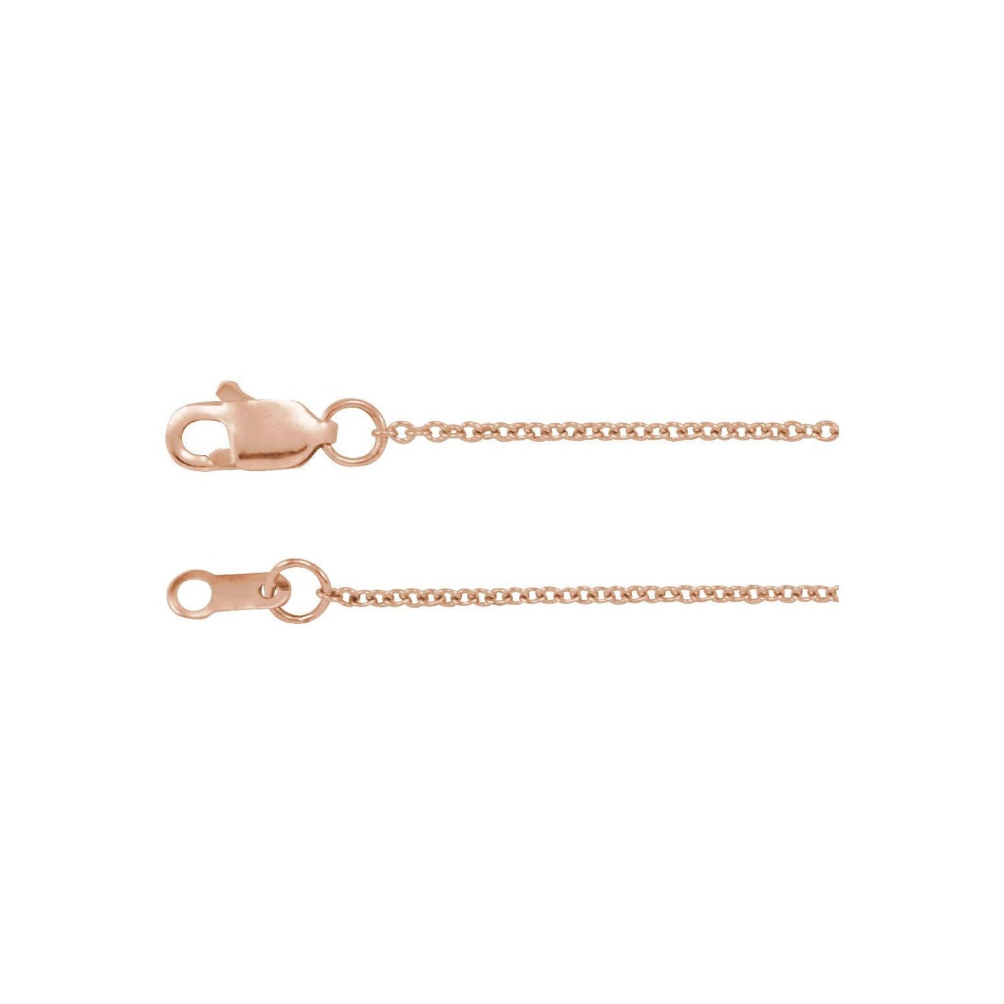 14k Rose Gold 1 mm Cable 20" Chain Necklace Fine Gift for Women