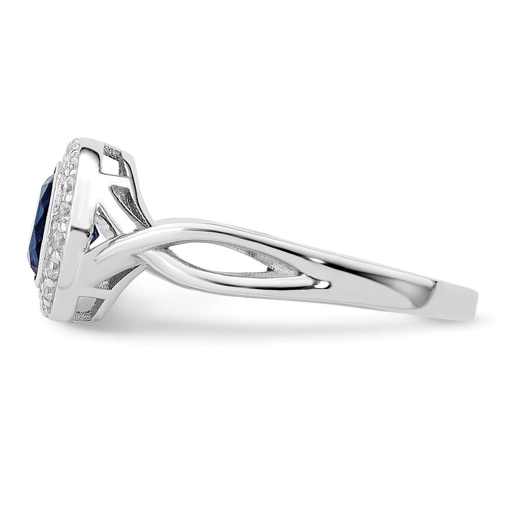 Sterling Silver Rhodium-plated CZ and Glass Stone Ring Size 7