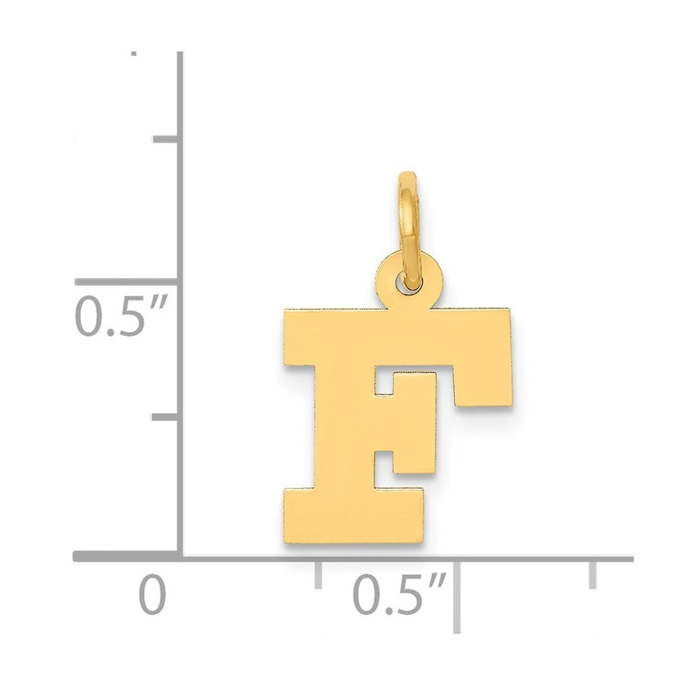 14k Yellow Gold Small Block Letter F Initial Charm Pendant
