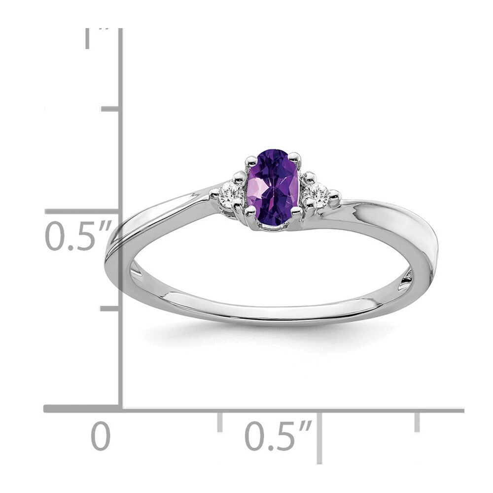 14k White Gold Amethyst and Diamond Ring Size 7