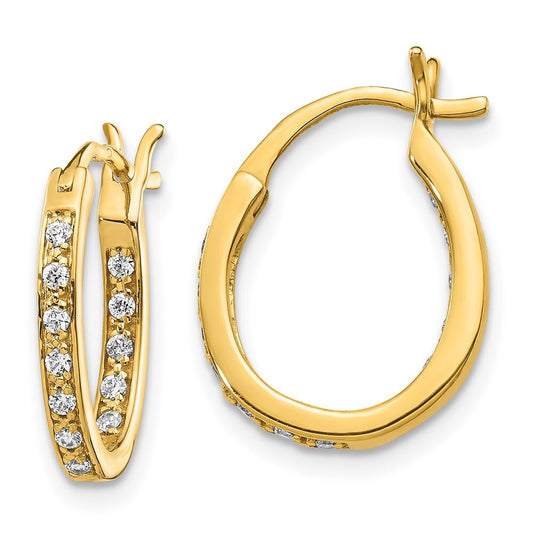 14k Yellow Gold Diamond In/Out Hoop Earrings
