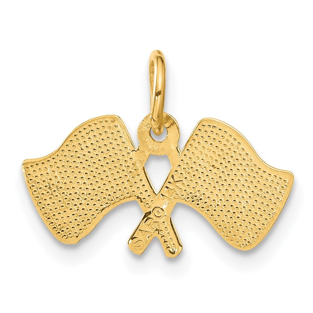 14k Yellow Gold Racing Flags Charm Pendant