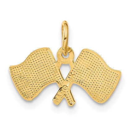 14k Yellow Gold Racing Flags Charm Pendant