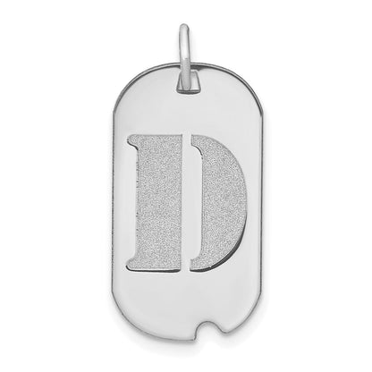 14k White Gold Polished Letter D Initial Dog Tag Pendant for Women