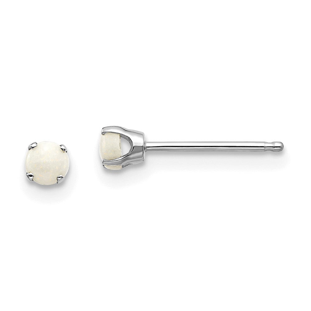 14k White Gold 3mm Opal Stud Earrings Gift for Women