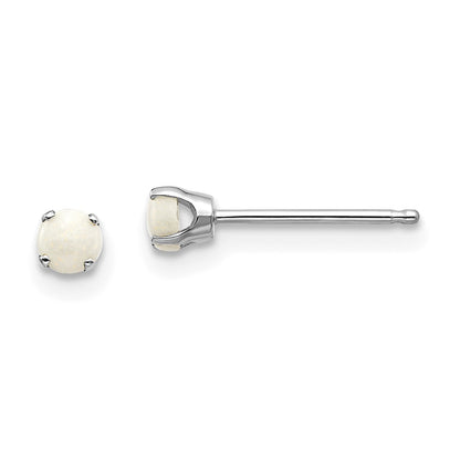 14k White Gold 3mm Opal Stud Earrings Gift for Women