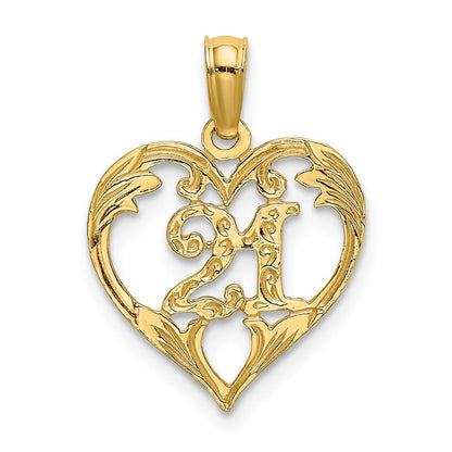 14k Yellow Gold 21 In Heart Charm