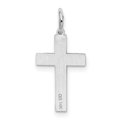 14k White Gold Laser Designed Cross Charm Pendant for Women
