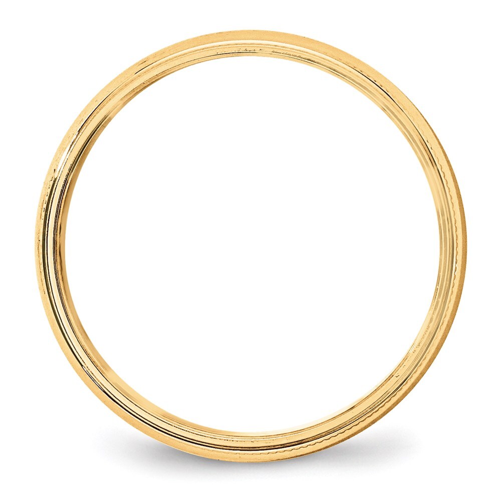 14K Yellow Gold 5mm Lightweight Milgrain Half Round Wedding Band Ring Size 6