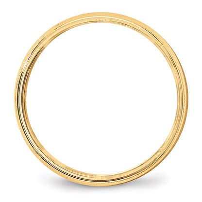 14K Yellow Gold 5mm Lightweight Milgrain Half Round Wedding Band Ring Size 6