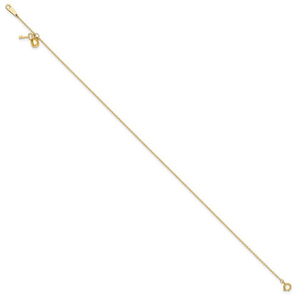 14k Yellow Gold Cable Chain with Puffed Heart and Key Dangle 10" Anklet
