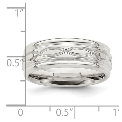 Sterling Silver 7mm Polished Flat Intertwined Beveled Edge Band Ring Size 10