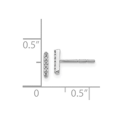 14k White Gold Diamond Initial I Stud Earrings Gift for Women