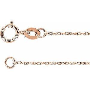 14k Rose Gold 1 mm Rope 18" Chain Necklace Gift for Women