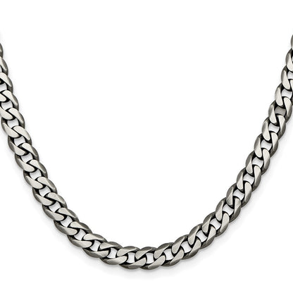 Sterling Silver Antiqued 6.5mm Curb Chain