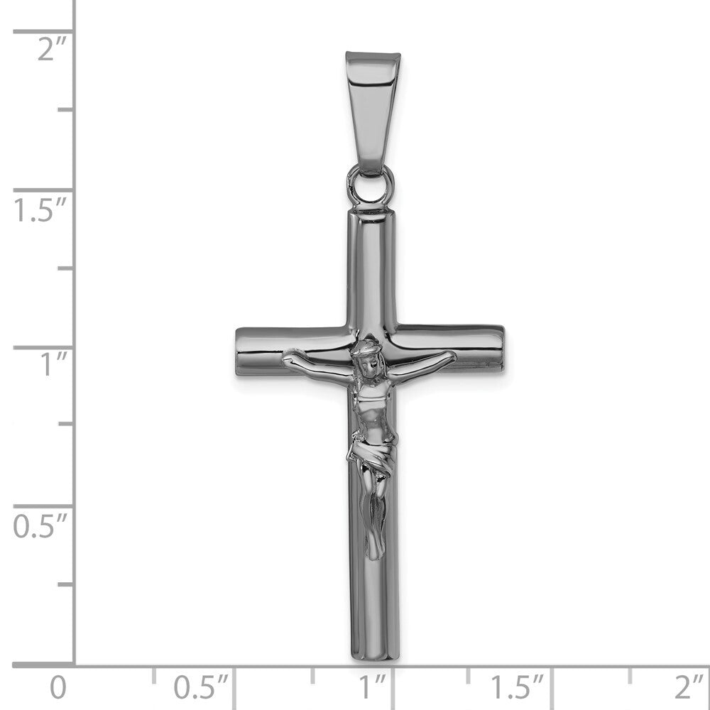 Sterling Silver Ruthenium Finish Polished Crucifix Pendant