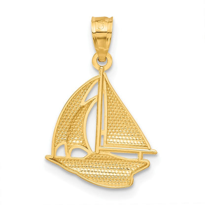 14k Yellow Gold Sailboat Pendant for Women