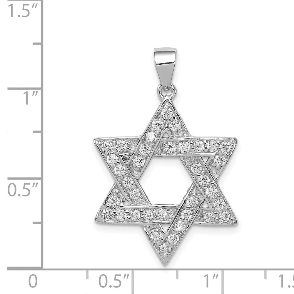 Sterling Silver Rhodium-plated Cubic Zirconia Star of David Pendant