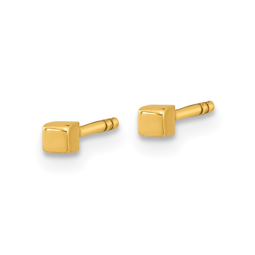 14k Yellow Gold Polished Cube Stud Earrings Gift for Women
