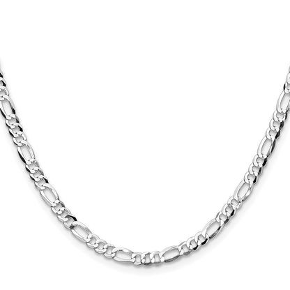 Sterling Silver 4.0mm Lightweight Flat Figaro Chain Necklace