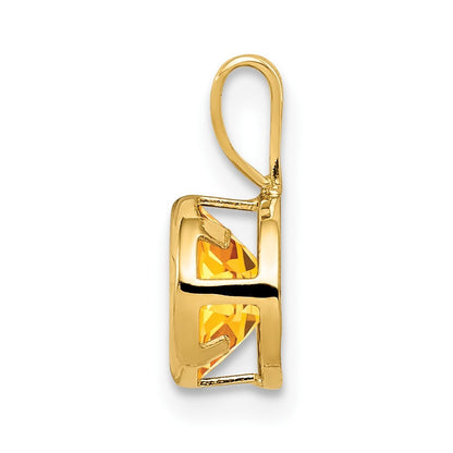 14k Yellow Gold 6mm Citrine bezel pendant