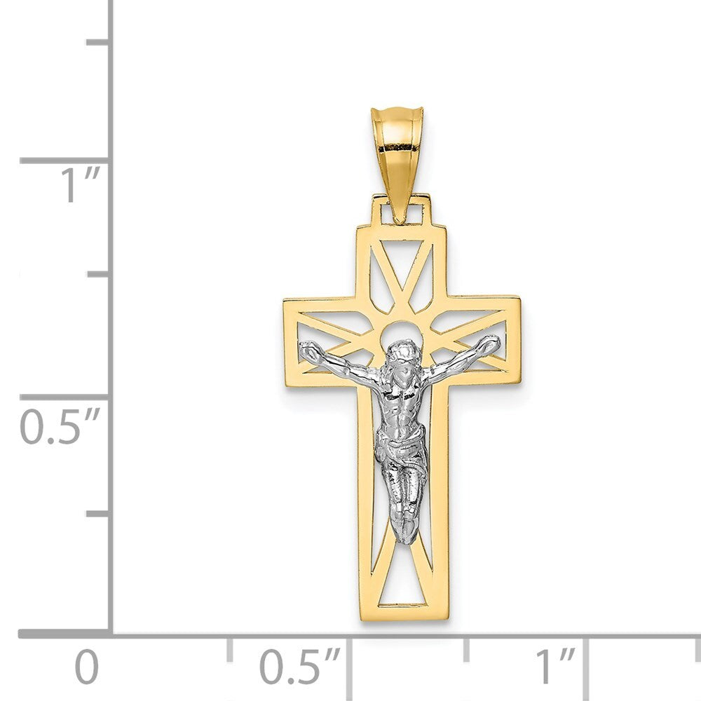 14k Two-tone Gold Crucifix Pendant for Women