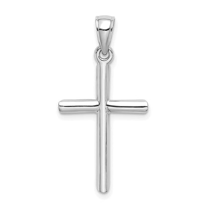 14k White Gold Polished Cylinder Cross Charm Pendant